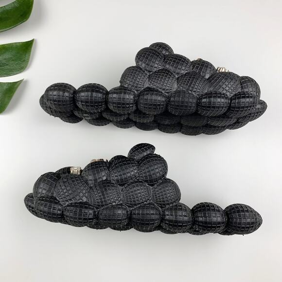 Massage Bubble Slides Black Slip On Sparkly Charms Flowers Butterfly Women's 10 - Picture 6 of 9